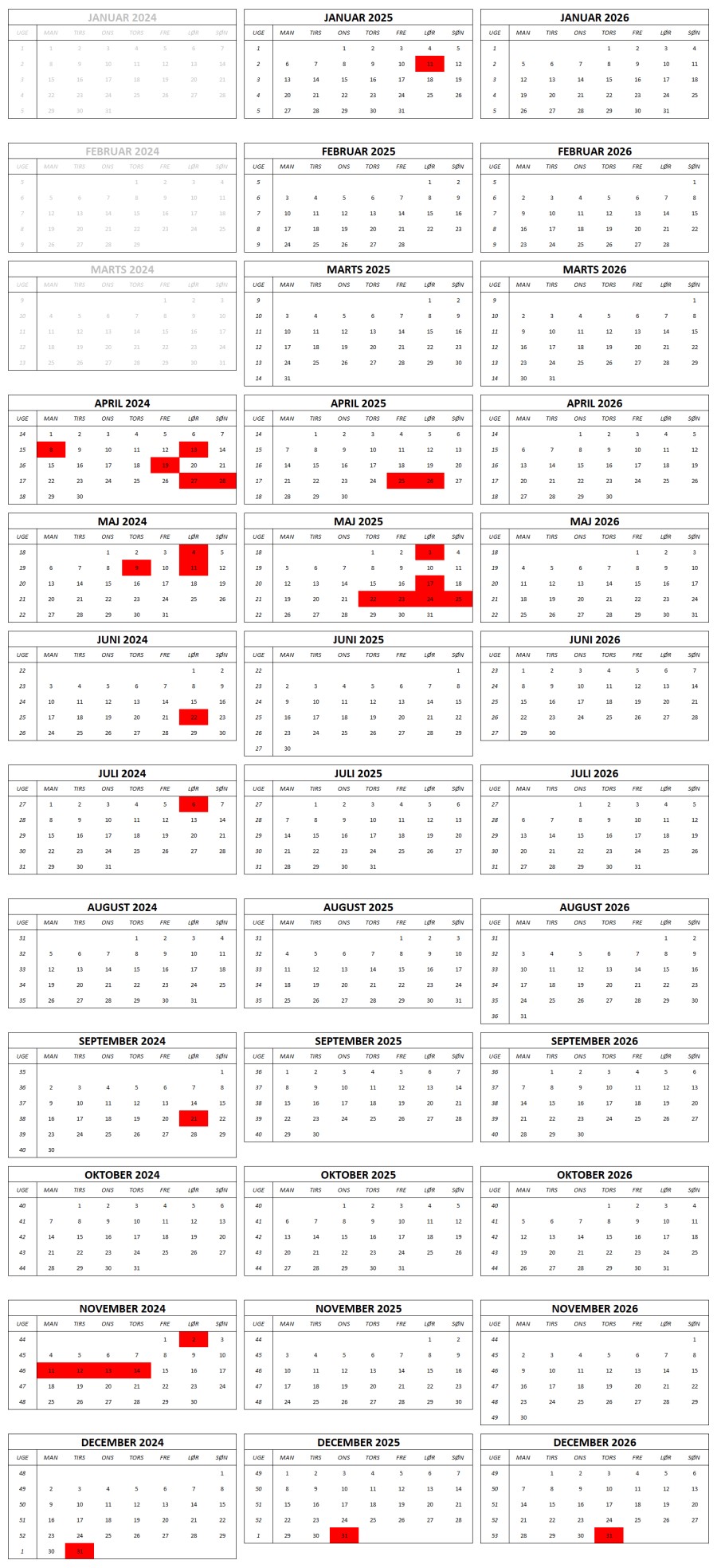 Kalenderoversigt for Atterup Forsamlingshus